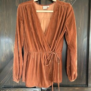 ASOS Mauve Velvet Wrap Top Sz. 6
